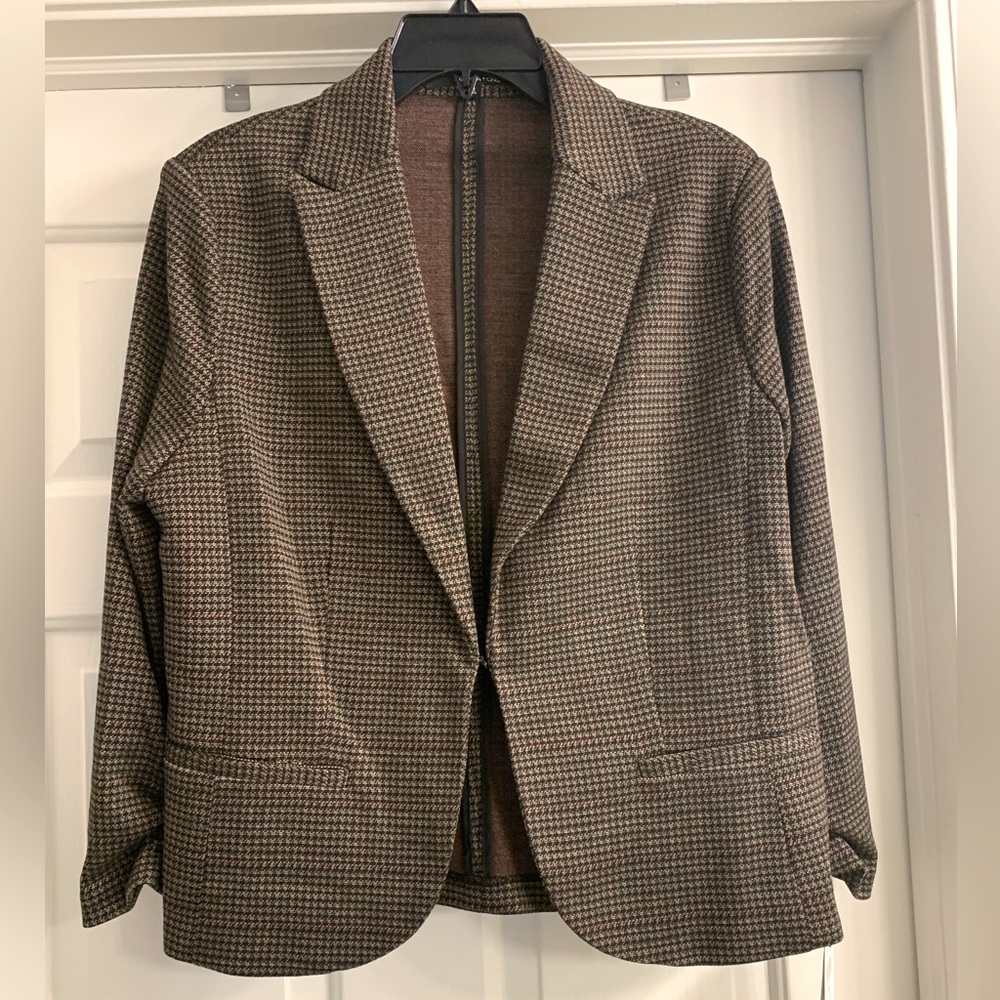 Blazer Amanda & Chelsea XL brown, black and cranberry hounds tooth new with tags